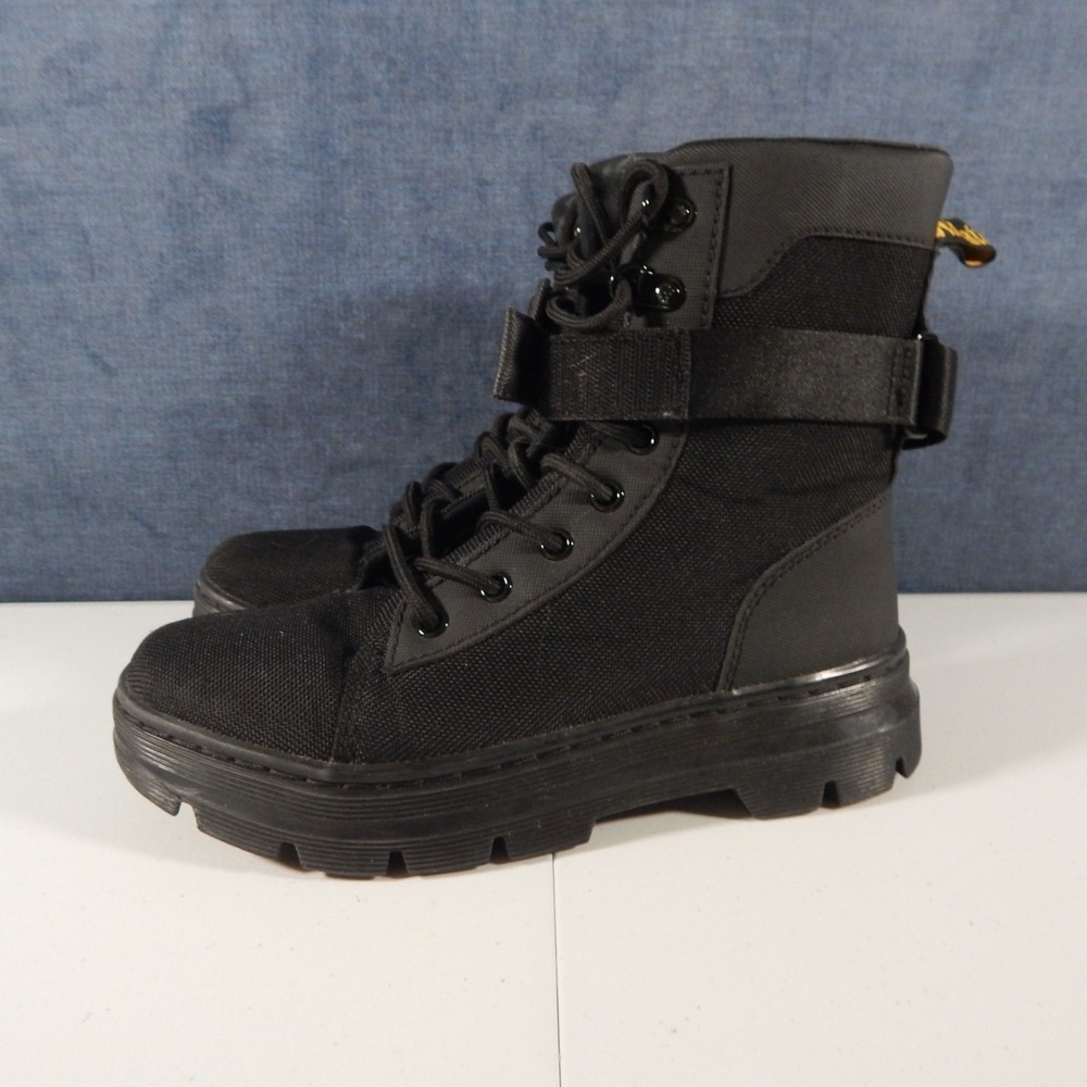 Dr. Doc Martens Combs Tech Boots Unisex M5/W6 Black Ankle High Combat Shoes - Picture 4 of 9